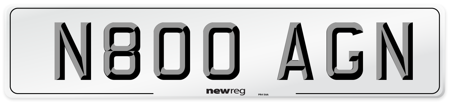 N800 AGN Number Plate from New Reg